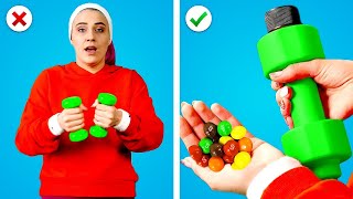 SNEAK FOOD INTO THE GYM! 7 Funny Ways to Sneak Candies Into Anywhere You Go by Crafty Panda How