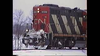 CN Local Action - March, 1996 in Barrie - Utopia - Innisfil - Collingwood etc (MLW M420, HR616)