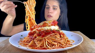 HOMEMADE CHICKEN PARMESAN SPAGHETTI | MUKBANG | ASMR | EATING SOUNDS