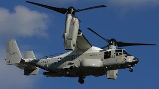 厚木基地 アメリカ海軍空母カールヴィンソン艦載機 CMV-22Bオスプレイ着陸 Atsugi USN Osprey USS Carl Vinson CVN-70