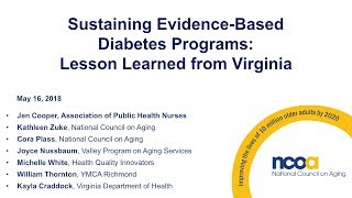 APHN Webinar - Sustaining Evidence-Based Diabetes Programs: Lesson Learned from Virginia