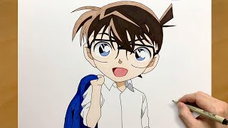 How to draw Conan Edogawa with color | Easy anime drawing tutorial