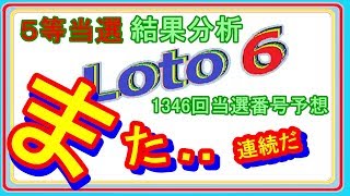 ロト６　５等連続当選分析、1月17日(1346回)抽選分当選予想