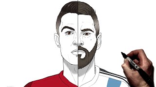How To Draw Ronaldo / Messi | Step by Step | Football / Soccer
