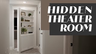 Hidden Home Theater Door | Bookcase Conceals Cinema by Murphy Door®