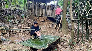 REWIND TIME LAPSE: START to FINISH Alone Construction Bamboo House - BUILD WOODEN BRIDGE with Bamboo