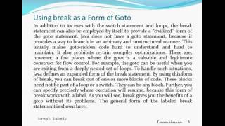 Jump Statements - Java (Using break, Exit a Loop, Form of Goto, Using continue, return)