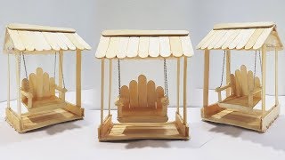 How to Make Popsicle Stick / Ice-cream Stick Miniature Swing|Miniature Jhula|Art and Craft Ideas|DIY