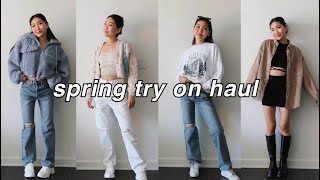 SPRING TRANSITIONAL OUTFITS HAUL! 🌸 jeans, comfy jackets, & more! | lulus, ASOS, everlane