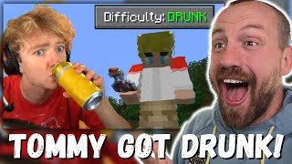 TOMMY GOT DRUNK! TommyInnit Minecraft, But I'm Drunk (FIRST REACTION!) w/ Tubbo