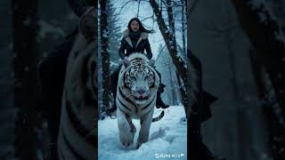 Epic Journey: Riding a White Tiger Through the Tundra!