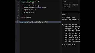 Frequency of character in a String Algorithm in Javascript