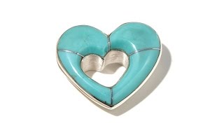 Jay King Inlaid Turquoise Heart Sterling Silver Pendant