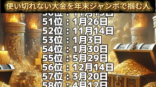 【使い切れない大金を年末ジャンボで掴む人】誕生日ランキングTOP100 誕生日占い