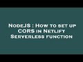 NodeJS : How to set up CORS in Netlify Serverless function