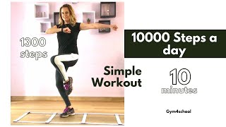 Allenamento da casa -Obiettivo 10000 passi al giorno- Sequenza divertente+musica, 10 min. 1300 Passi