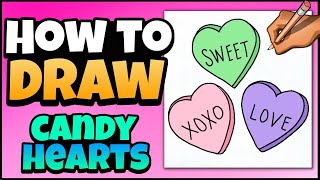 How to Draw Conversation Candy Hearts | Valentine's Art for Kids