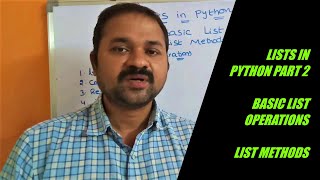 List Basic Operations || List Methods || Lists in Python Programming part 2