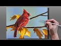 Acrylic Painting Cardinal Bird / Correa Art