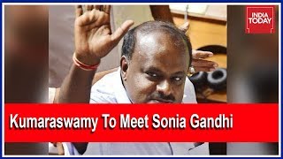 CM Kumaraswamy On His Way To Meet Sonia Gandhi, Rahul Gandhi At Delhi