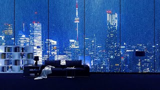 Rain Sounds For Sleeping | Luxury Hotel In Toronto Downtown | Wind & Rain Out Side | 8 Hours | 4K