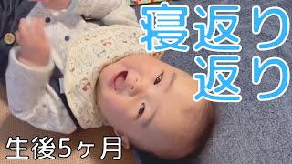 【寝返り返り】ママのところまでコロコロします