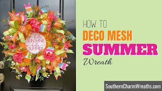 [How to] Deco Mesh Hello Sunshine Hello Summer Wreath for Door