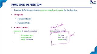 Function Definition | Elements of User Defined Function | Lec 88 | C Programming Tutorials