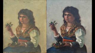 RESTORING OIL PAINTING BY MARIAN LOIS WRIGHT 1878