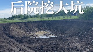 今年夏天，我们全家在后院挖了一个大大的坑！How to build a swimming pond in the back yard! [Family project in this summer]