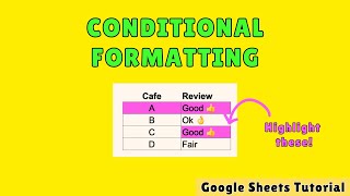 Google Sheets Tutorial - 4 - Conditional Formatting