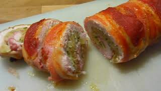 Bacon Wrapped Chicken with Sage and Onion Stuffing