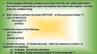 CS11 Chapter 06 Strings in Python Video 11 Additional Questions 1