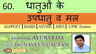 Dhatu Updhatu \u0026 Mal ,धातुओं के  उपधातु व मल @ Dr. Naveen Gautam