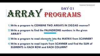 Java Program Day -21 [ Array Programs ] #java #programming #fullstack #install #array #bsktrending