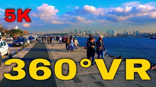 360° VR Istanbul City Bosfor Walks Promenade Next Highway Travel Turkey 5K 3D Virtual Reality HD 4K