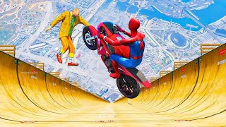 GTA 5 SPIDERMAN vs MEGA RAMP JUMP 581( Spider-Man Jumps with Cars \u0026 Bikes)