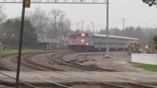 2 Metra Trains Meet at JB Tower, West Chicago, IL