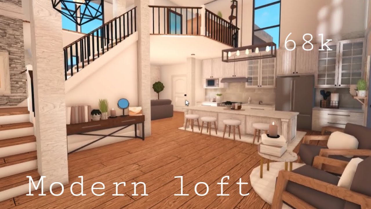 Roblox Bloxburg Modern Loft 68k House Build Youtube