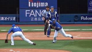 同点9回無死1,2塁、送りバントに猛チャージして3塁アウトにした福田のファインプレー！ (2023/07/01)