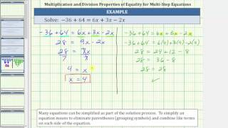 Solve Linear Equations in One Variable with Simplifying (One-Step Mult/Div)