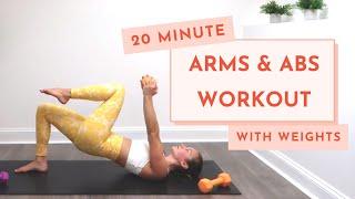 20 MINUTE ARMS AND ABS WORKOUT WITH WEIGHTS | toned arms and flat tummy at home | FIT BY LYS