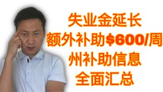 第二轮纾困金 |  失业金延长消息，额外失业金更新，州政府补助更新，美国经济刺激法案内容更新