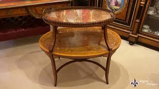 Antique English Mahogany \u0026 Satinwood Etagere Tray Table