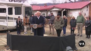 Trump visits scenes of natural disasters in California, North Carolina