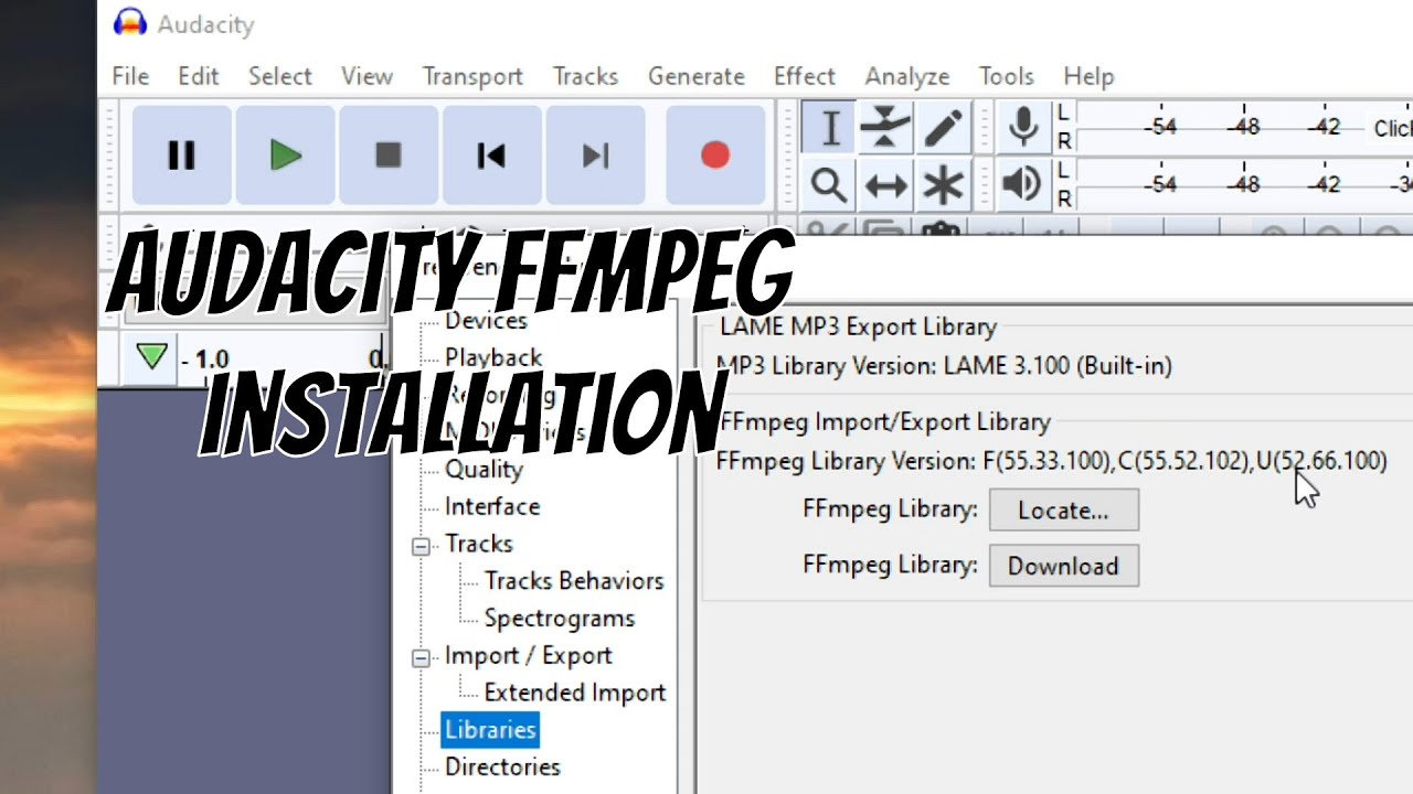 Ffmpeg Audacity Library Installation Can T Import M4a Mp4 Audio