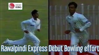 Rawalpindi Express Shoaib Akhtar Test debut over & wickets @ Rawalpindi 1997