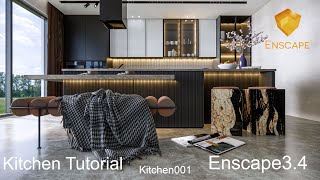 Enscape Kitchen interior render Tutorial | enscape lighting seetting | SketchUp Tutorial