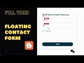[FULL VIDEO] Design A Floating Contact Form For Your Blogger Website Using HTML, CSS, & JS
