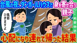 【2ch馴れ初め】 台風の夜、ダンボールハウスで身を寄せ合う親子→心配になり連れて帰った結果…【ゆっくり】